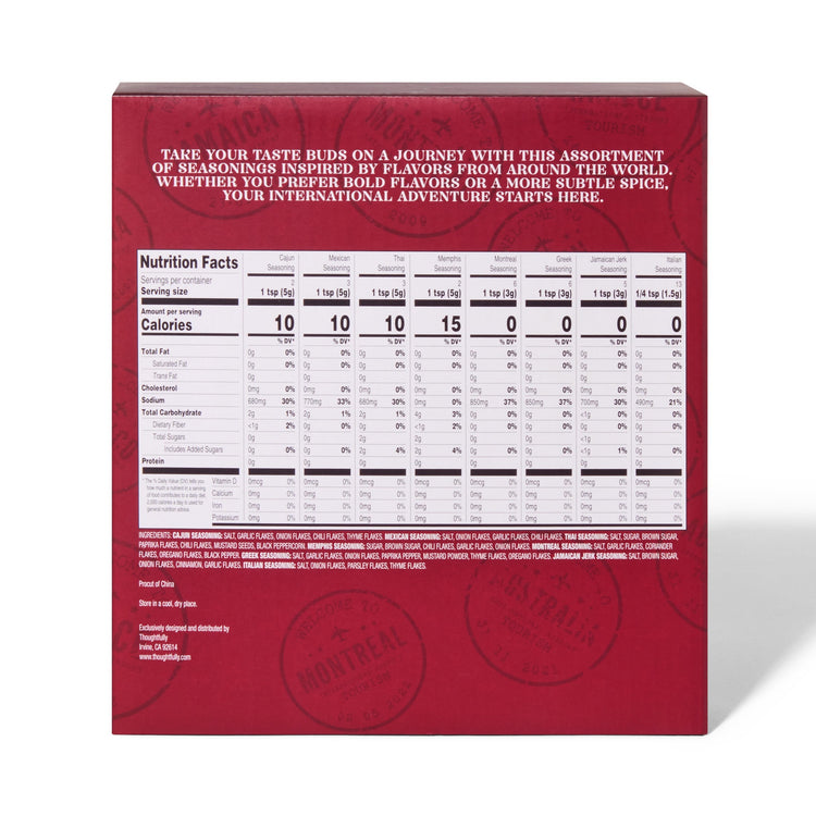 nutrition facts for global spice set