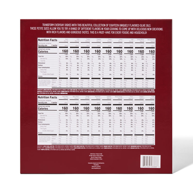 nutrition facts for olive oil sampler gift set
