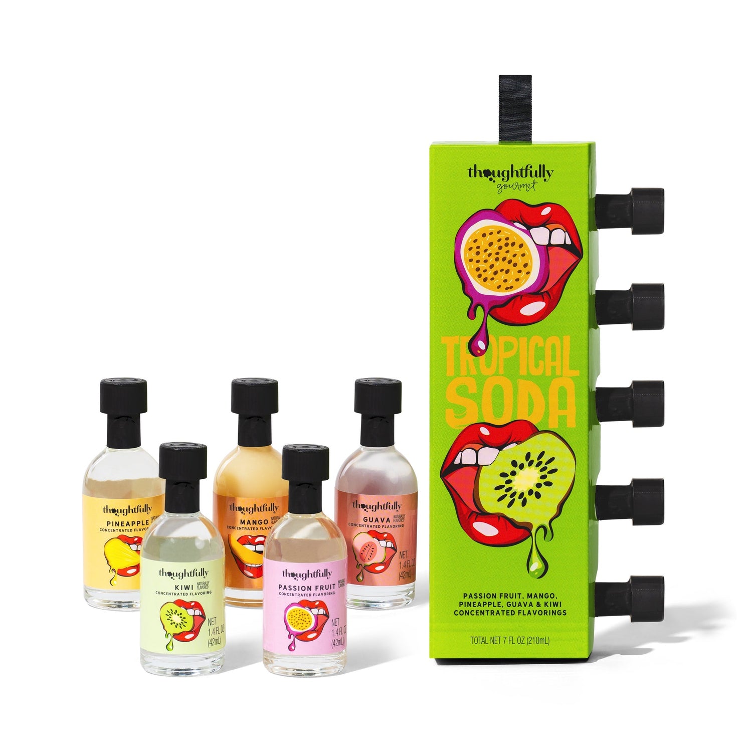 tropical soda water flavoring gift set with flavors in bottles